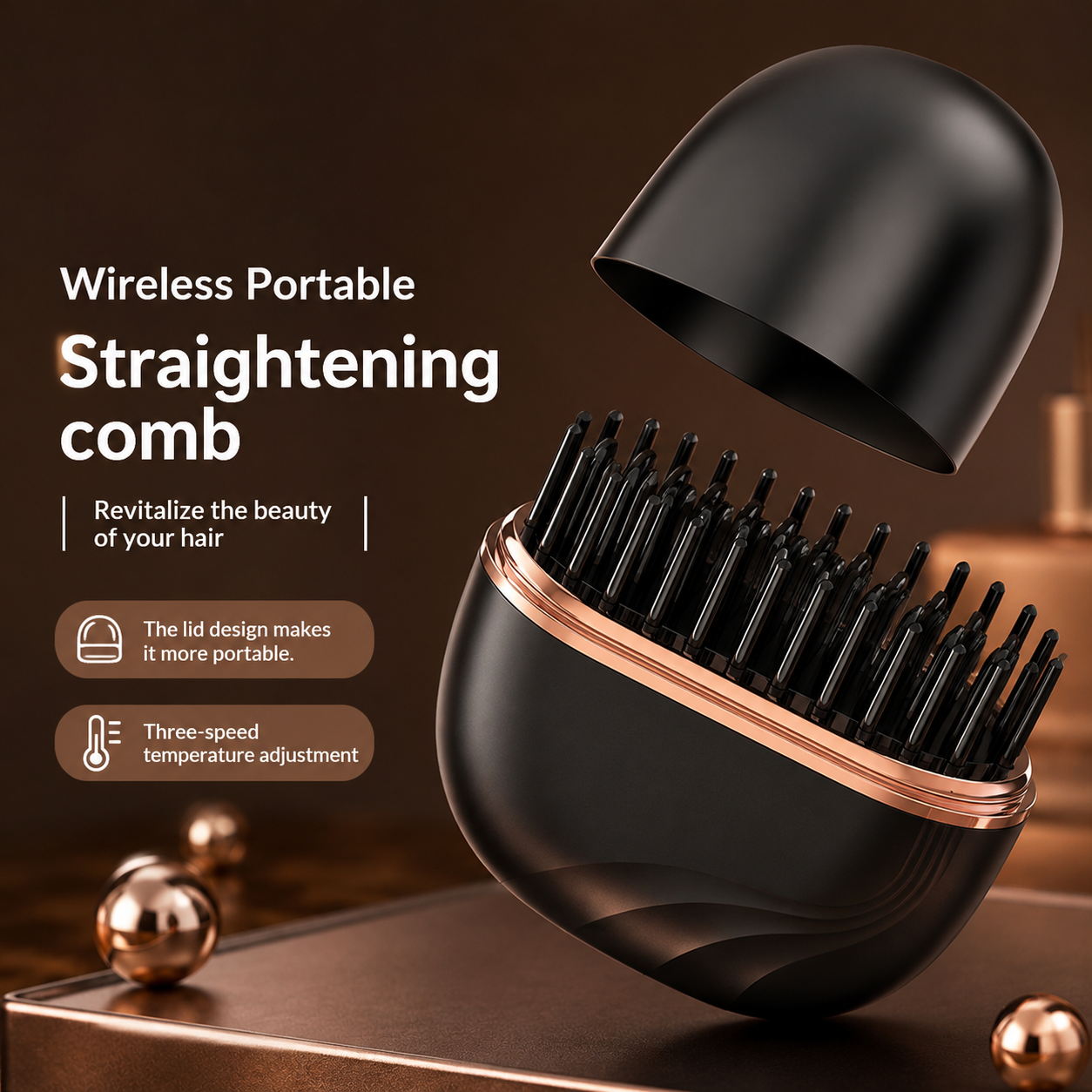 Mini Rechargeable Hair Straightening Comb™ | Portable Cordless Hair Straightener | Hypenox